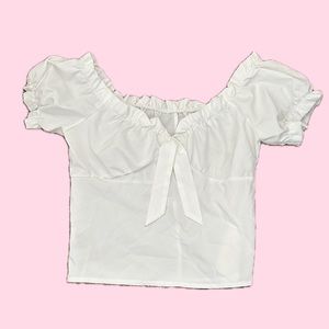 y2k white baby doll blouse top fits like a small !